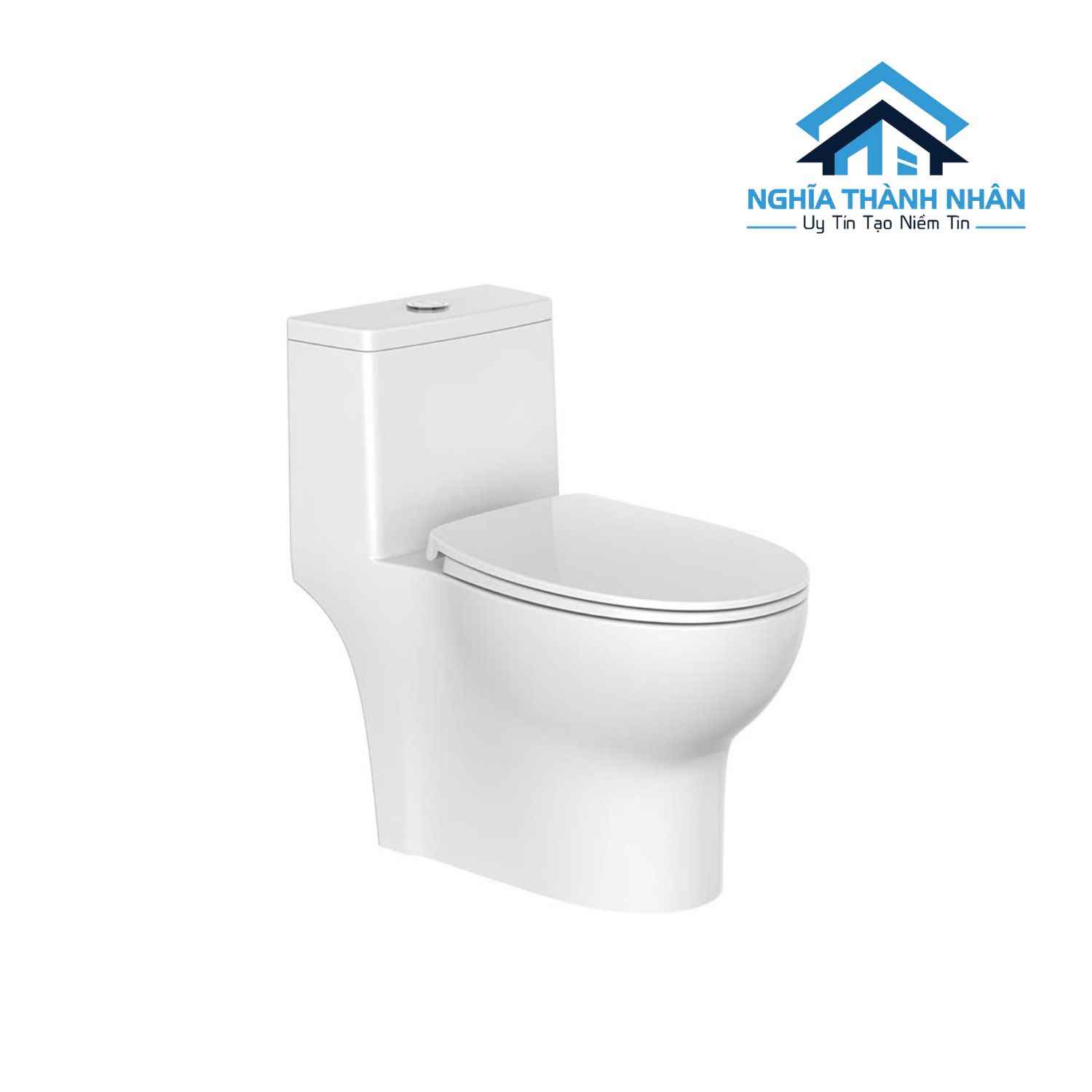 Bồn Cầu Nhà Vệ Sinh 1 Khối Trắng Men Sứ