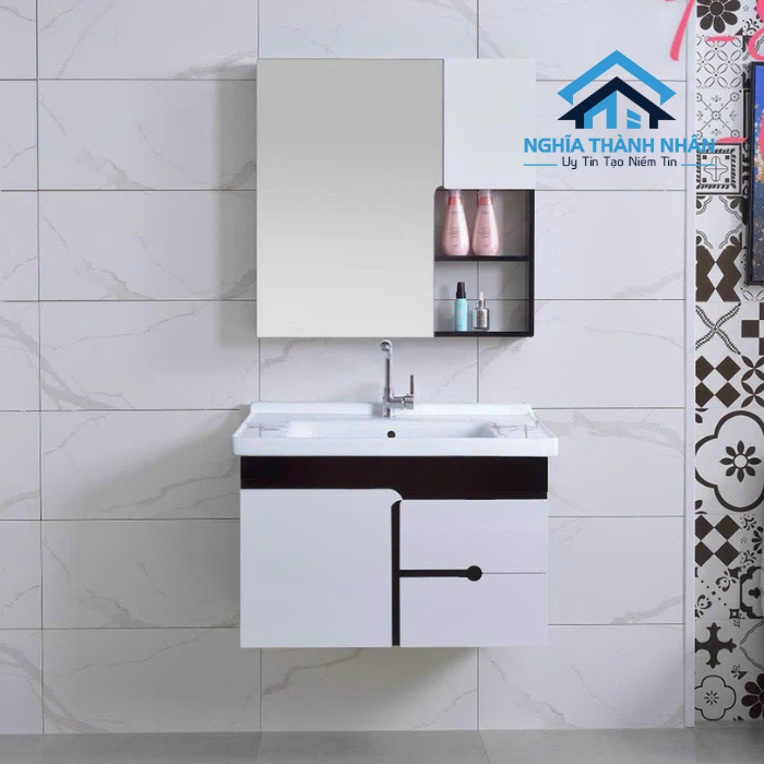 Tủ Lavabo 1 Cánh Mở 2 Hộc Kéo Màu Trắng 2