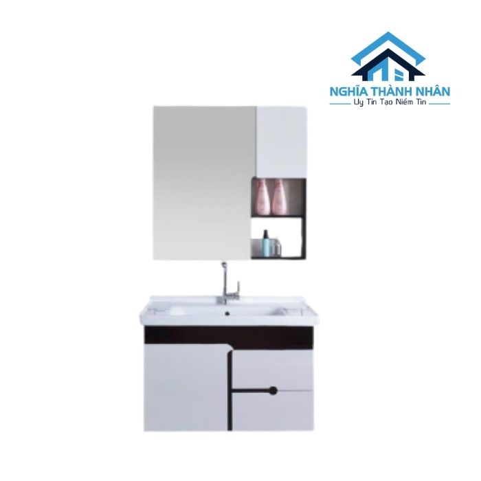 Tủ Lavabo 1 Cánh Mở 2 Hộc Kéo Màu Trắng